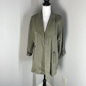Versona faux suede Olive long safari jacket womens size medium
